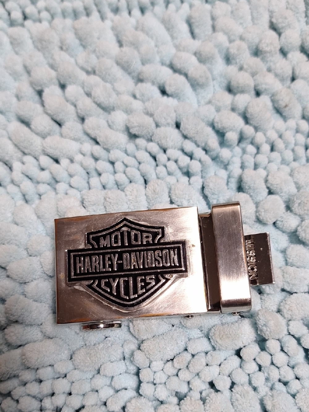 Harley-Davidson Silver Tone Belt Buckle with Black Logo